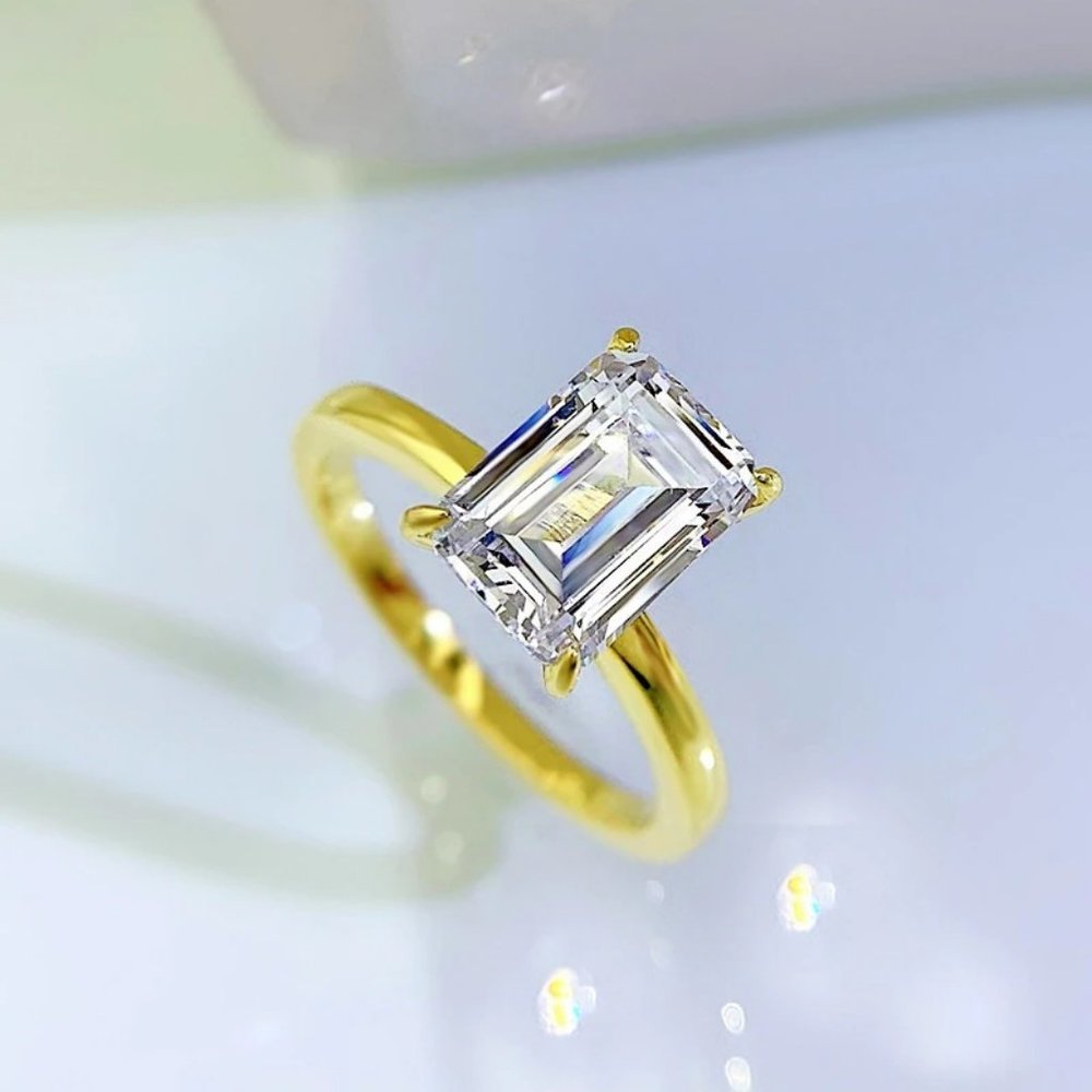 Certified 2.5 ct. t.w. Moissanite Diamond Emerald Cut Engagement Ring NEW - Picture 6 of 15